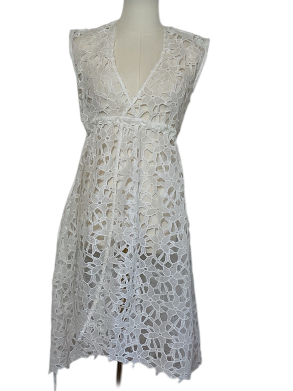 Lace Swim Coverup Boho White Beach Fairy Festival Dress Size Small